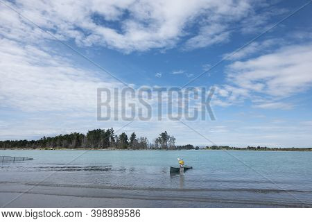 Christchurch New Zealand - November 20 2020; Fishing And Whitebaiting At Waimakariri River Mouth. Wi
