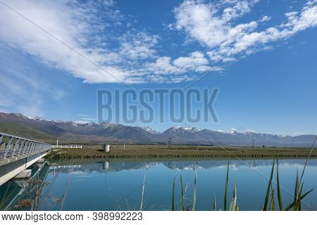 Ohau Canal East Landscape Towards Southern Alps