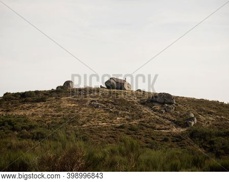 Casa Do Penedo House Between Stone Rocks Architectural Monument Near Fafe, Northern Portugal