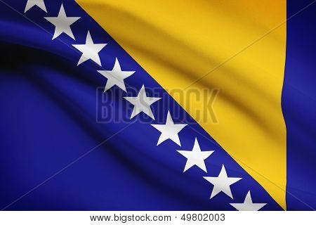 Series Of Ruffled Flags. Bosnia And Herzegovina.
