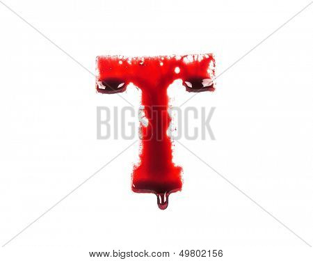 Blood fonts with dripping blood, the letter T