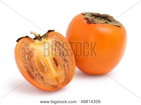 Fresh Persimmon On White Background