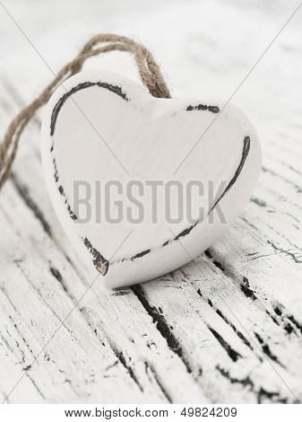 wooden heart on the table
