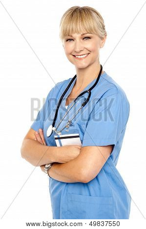Happy And Confident Doctor Posing Arms Crossed