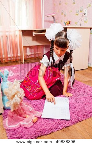 School Girl Doing Homework