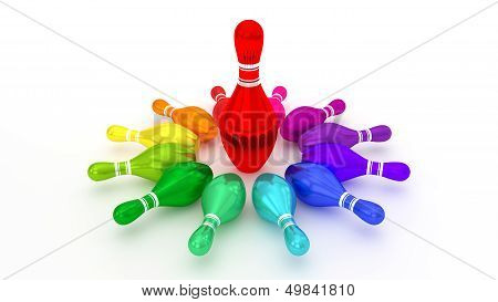 Bowling Pin Rotating At The Center On White Background