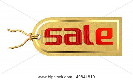Sale Label Tag Printed On A Natural Paper With Golden Border