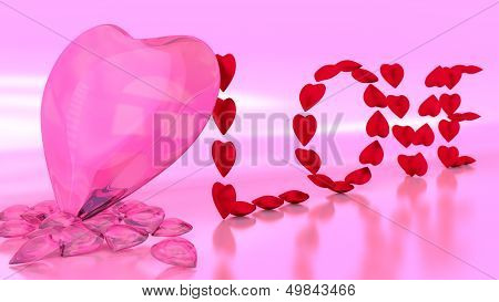 Love Red Heart Jewelry Wording On Reflective Floor