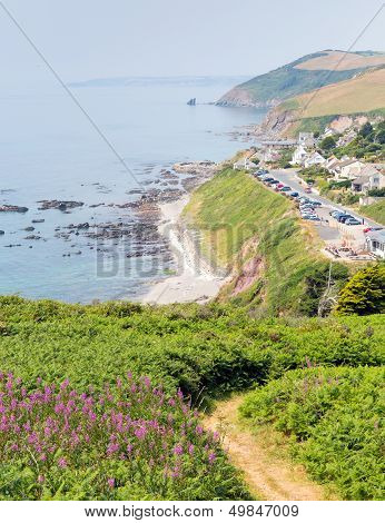 Portwrinkle village and coast Whitsand Bay near Looe Cornwall England UK