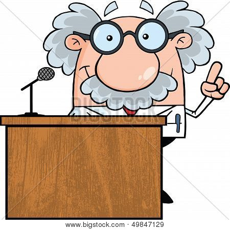 Scientist Or Professor Present From Podium