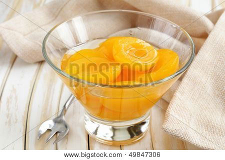 canned preserve peaches (apricots) sweet and healthy dessert