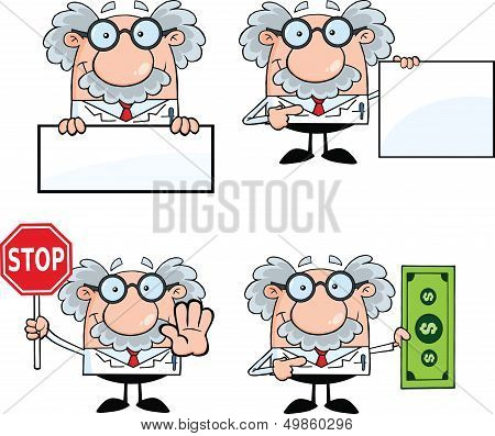 Funny Scientist Or Professor Characters  Set Collection 5