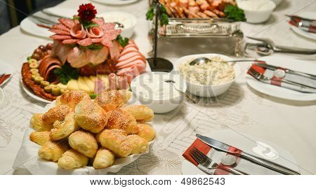 cold cuts platter on a well decorated table