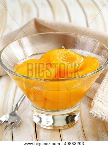 canned preserve peaches (apricots) sweet and healthy dessert
