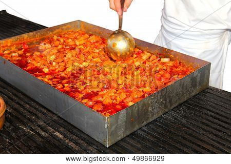 Food Is Served In Ceramic Pots