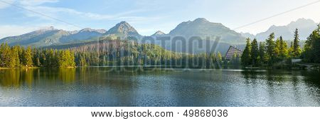 Panorama Of Mountain Lake In National Park High Tatra