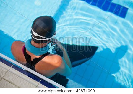 Female Freediver At Pool