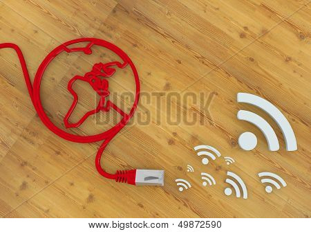 Wifi Symbol On Network To Home Office Desk