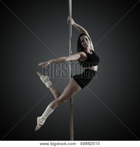 pole dancer, young woman dancing on pylon