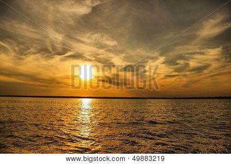 The lake at sunset