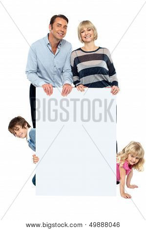 Lively Family Of Four All Around Blank Whiteboard