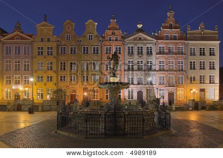 Neptun und Gebäude in Danzig, Polen.