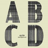 art set of sketching stylization alphabet in vector, black and white font