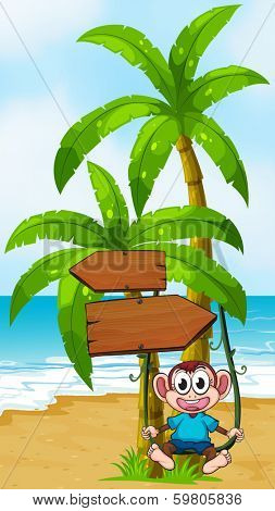 Illustration of a monkey swinging near the arrowboard
