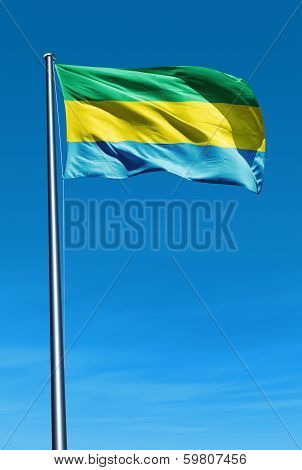 Gabon flag waving on the wind