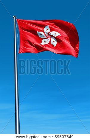 Hong Kong flag waving on the wind