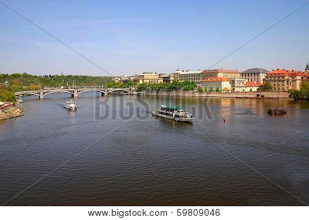 Vltava river going through Prague