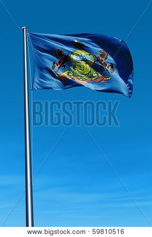 Pennsylvania (USA) flag waving on the wind