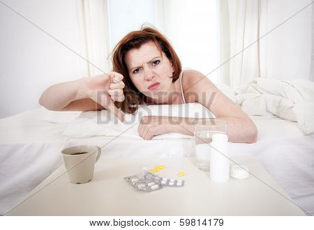Red Haired Girl With Hangover Wanting Coffee In Bed