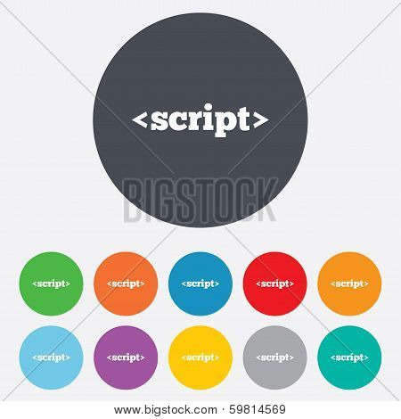 Script sign icon. Javascript code symbol.