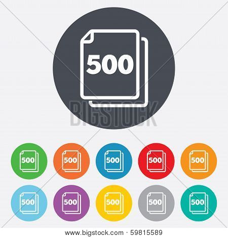 500 sheets sign icon