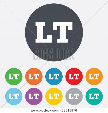 Lithuanian language sign icon. LT translation