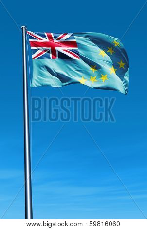 Tuvalu flag waving on the wind
