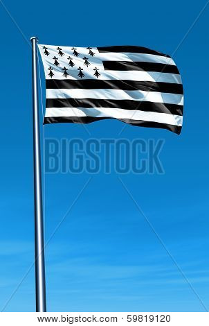 Brittany (France) flag waving on the wind
