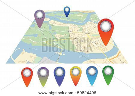 Vector map icon with Pin Pointer