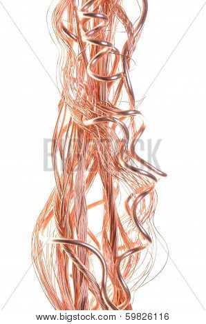 Line copper wire in abstract form