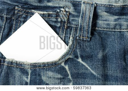 Blank note in a jeans pocket