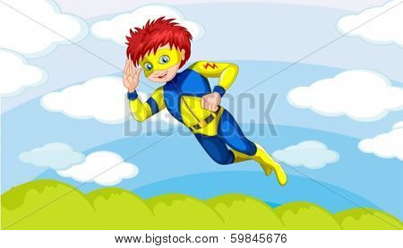 Illustration of a superman in the sky