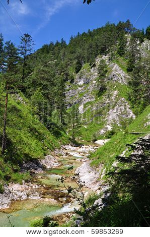 Oetschergraben, a mountain waterfall near to the Oetscher in Austria, Europe