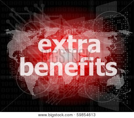 Extra Benefits Slogan Poster Concept. Financial Support Message Design