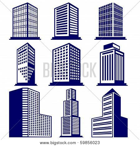 Buildings abstract icon set vector  illustration