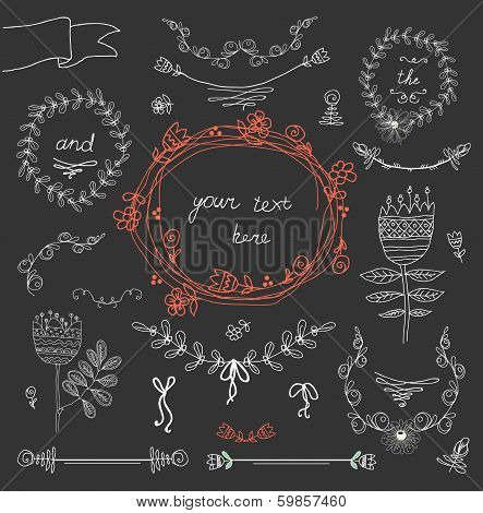 Retro floral background set