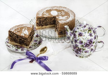Pie Decorated Easter Symbol On White Background