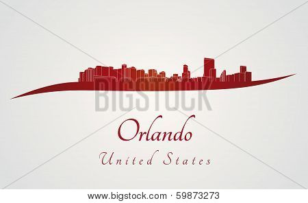 Orlando Skyline In Red