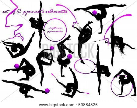 Gymnast's silhouettes