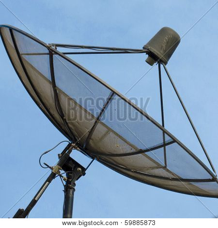 Satellite Dish On Blue Sky